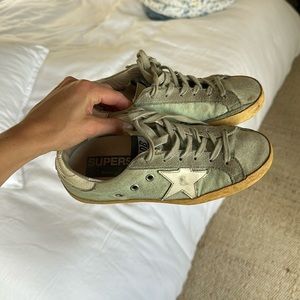 Green Canvas golden Goose